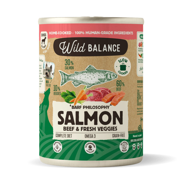Wild Balance Wołowina z łososiem, marchewką i szpinakiem 400g - pełnoporcjowa karma mokra dla psów wszystkich ras