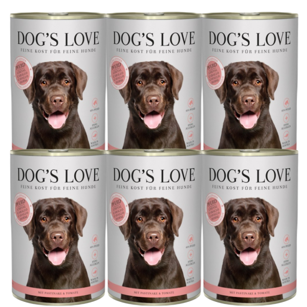 DOG'S LOVE (Pferd) Konina 6x400g - konina z pasternakiem i pomidorami - pełnoporcjowa mokra karma dla dorosłych psów