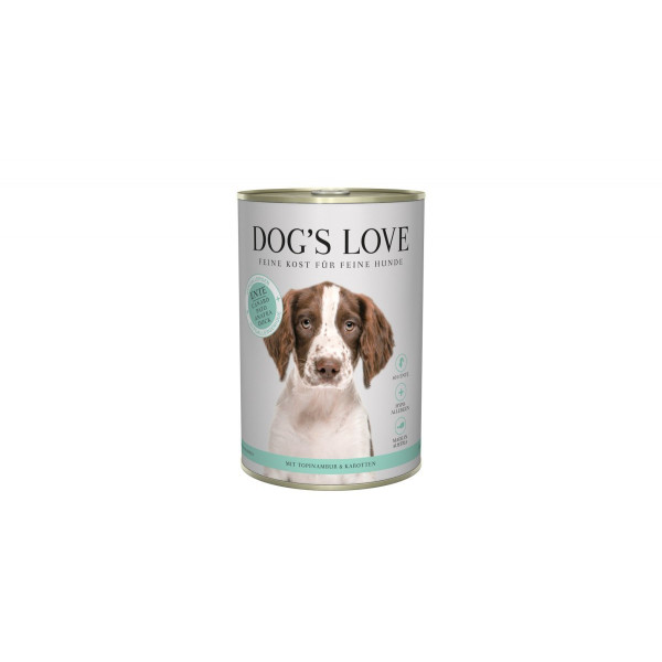 DOG'S LOVE (Ente) Kaczka 400g - kaczka z topinamburem i marchewką - pełnoporcjowa mokra karma dla dorosłych psów