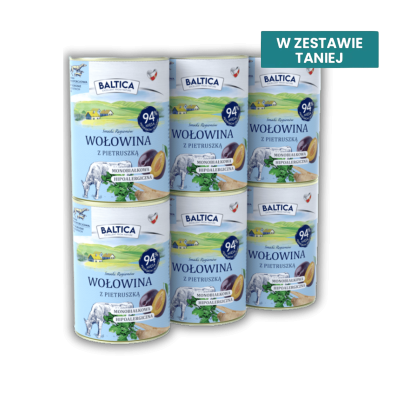 Baltica Wołowina z pietruszką 6x400g - monoproteinowa mokra karma bezzbożowa dla dorosłych psów