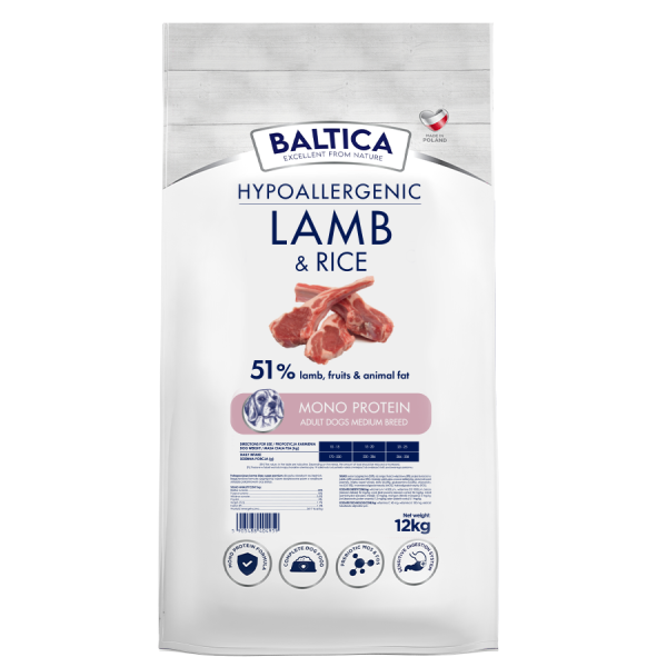 Baltica - ADULT Lamb & rice / Jagnięcina z ryżem M 12kg