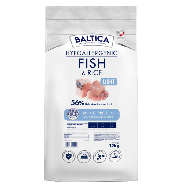 Baltica - ADULT Fish & Rice Light / Ryba z ryżem M 12kg