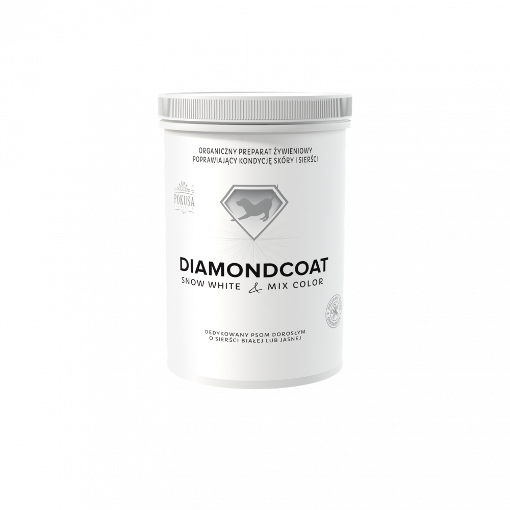 POKUSA Diamond Coat SnowWhite & MixColor - 300 g - w pełni naturalny preparat poprawiający biały i jasny kolor sierści