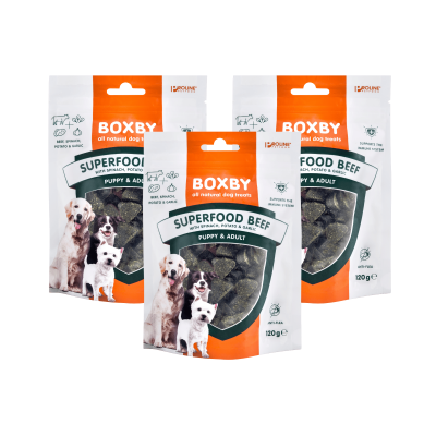 Boxby - zestaw 3x120g - Superfood Beef-Spinach-Garlic