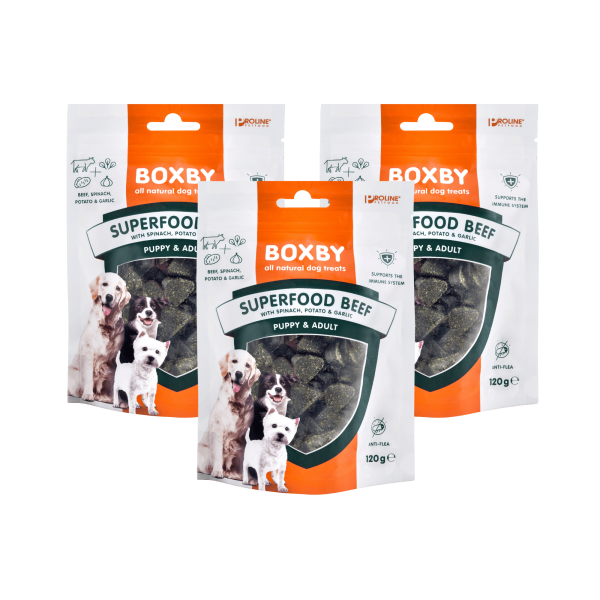 Boxby - zestaw 3x120g - Superfood Beef-Spinach-Garlic