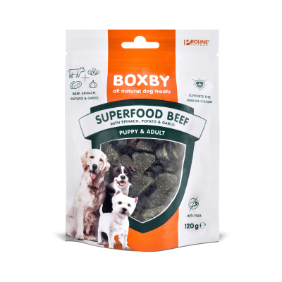 Boxby - zestaw 6x120g - Superfood Beef-Spinach-Garlic