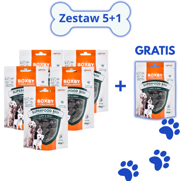 Boxby - zestaw 6x120g - Superfood Beef-Spinach-Garlic