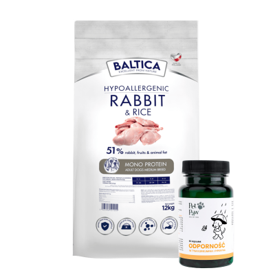 Zestaw Odporność + Energia – Baltica Rabbit & Rice 12kg + PetPaw ODPORNOŚĆ