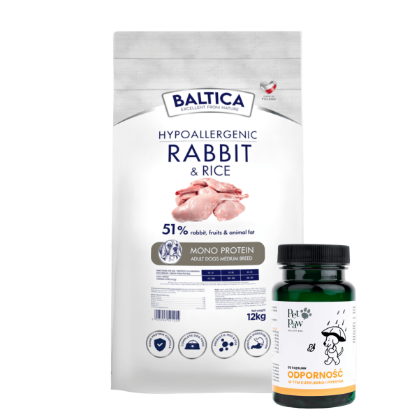 Zestaw Odporność + Energia – Baltica Rabbit & Rice 12kg + PetPaw ODPORNOŚĆ