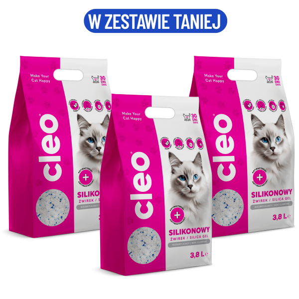 CLEO - zestaw 3x3,8L - Żwirek silikonowy
