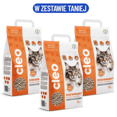 CLEO - zestaw 3x7L - Żwirek drewniany
