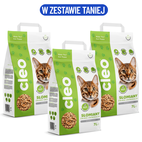 CLEO - zestaw 3x7L - Żwirek słomiany