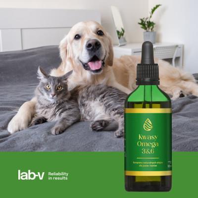 Lab-V - Kwasy Omega 3&6 100ml - Kompleks naturalnych olejów dla psów i kotów