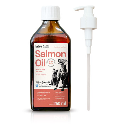 Lab-V - Salmon Oil Olej z łososia 100% dla psa i kota 250 ml w szklanej butelce