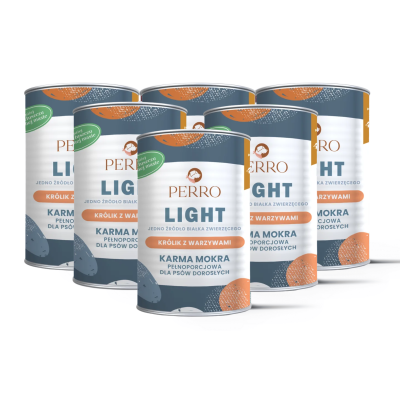 Perro - zestaw 6x400g - Królik z warzywami LIGHT – monobiałkowa